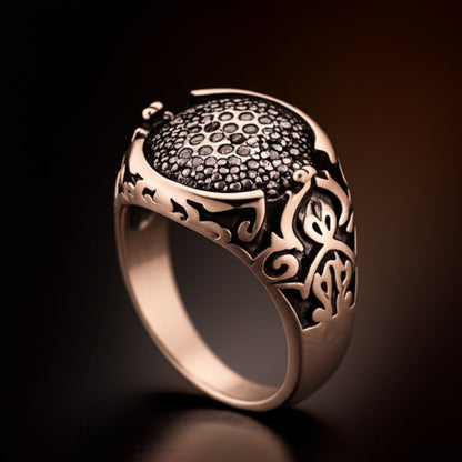Royal Series - SHADOW BLOOM RING - Pure Stainless Steel Men’s Rose Gold-Plated Ring – Statement Luxury Jewelry (Size : 16-22-27) - THE MEN THING