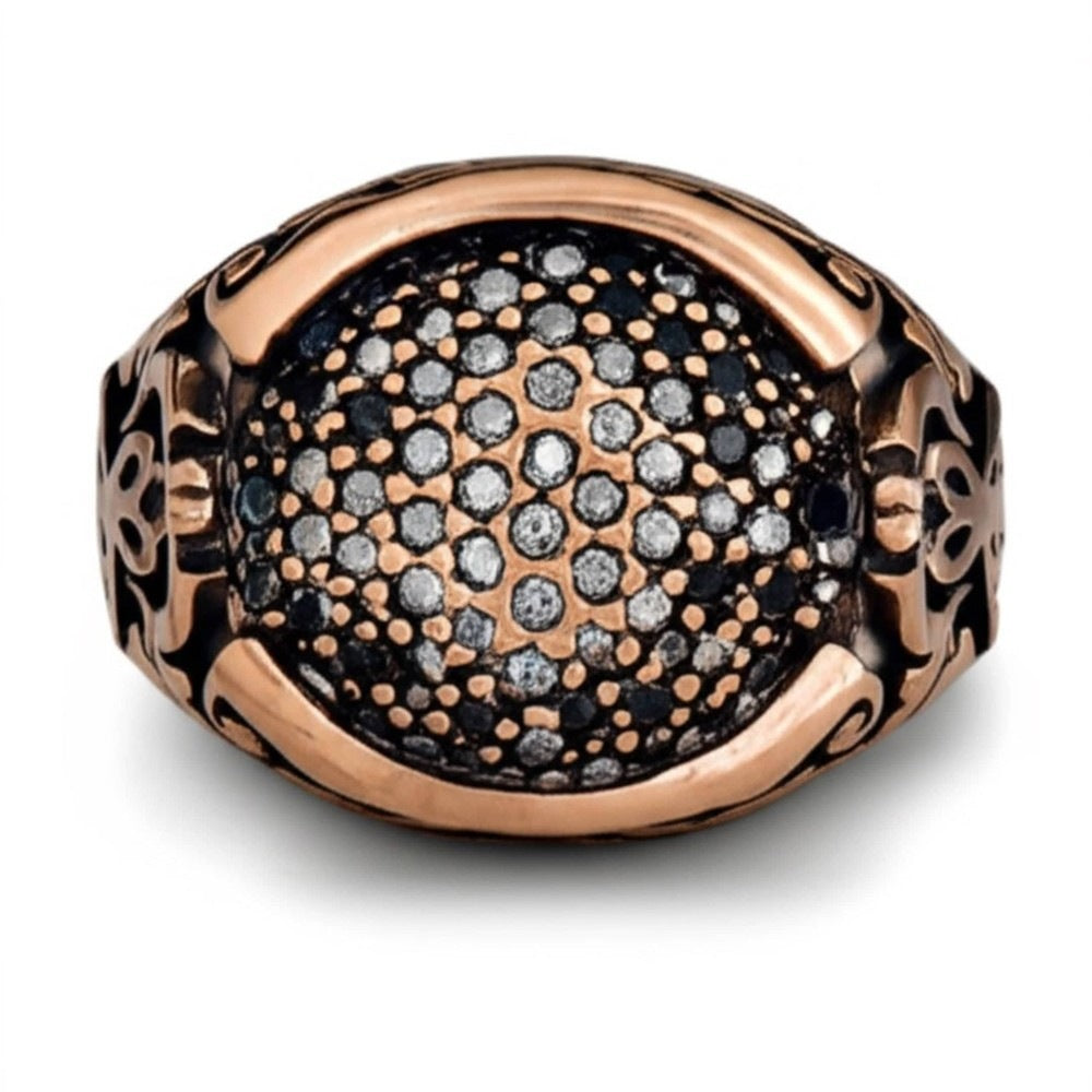Royal Series - SHADOW BLOOM RING - Pure Stainless Steel Men’s Rose Gold-Plated Ring – Statement Luxury Jewelry (Size : 16-22-27) - THE MEN THING