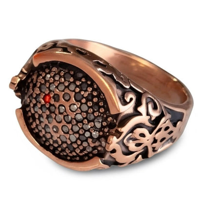 Royal Series - SHADOW BLOOM RING - Pure Stainless Steel Men’s Rose Gold-Plated Ring – Statement Luxury Jewelry (Size : 16-22-27) - THE MEN THING