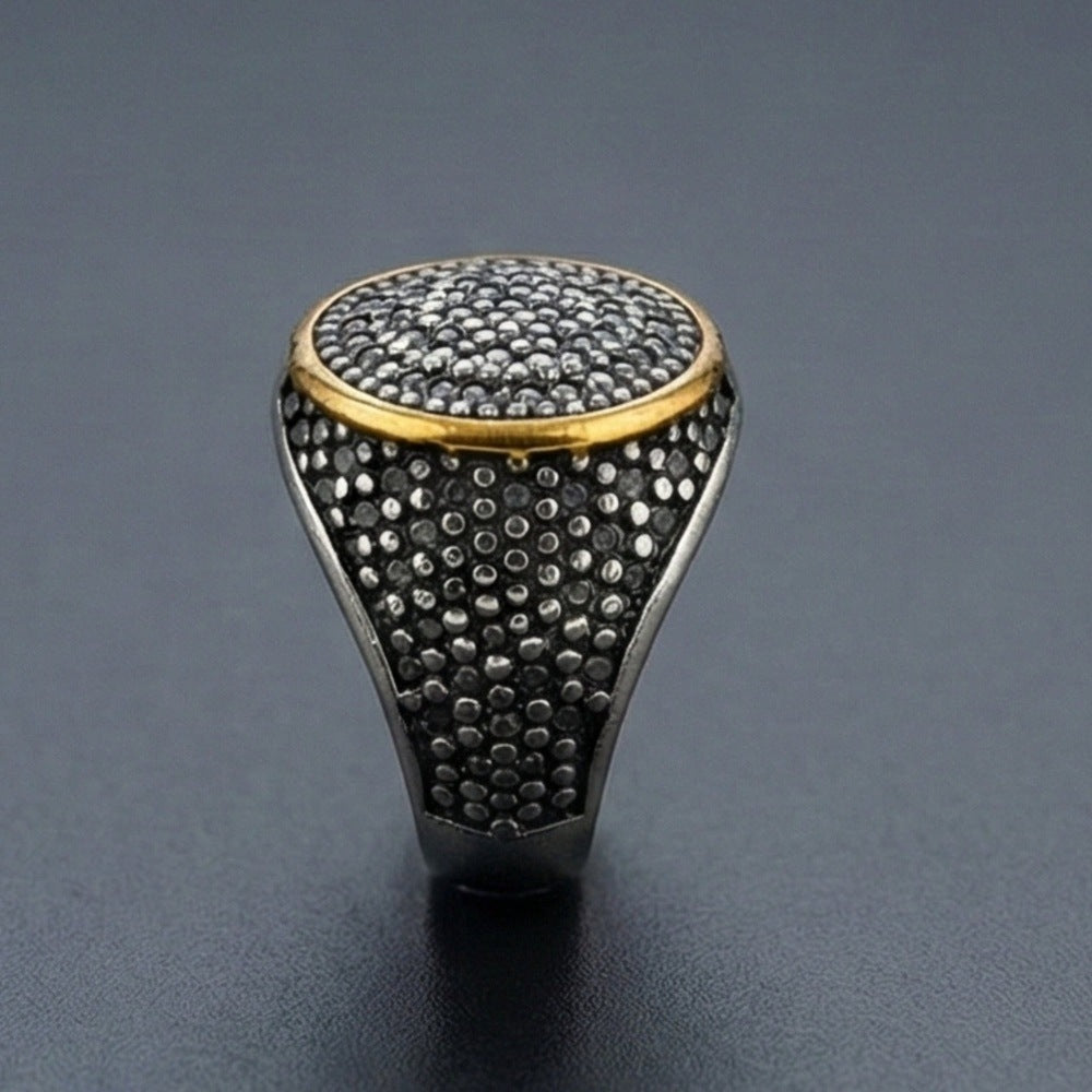 Royal Series - SHADOW DOME - Pure Stainless Steel Men’s Gold-Plated Ring – Statement Luxury Jewelry (Size : 17-22-26) - THE MEN THING