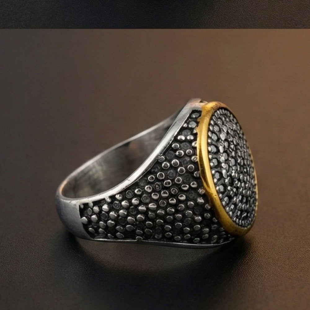 Royal Series - SHADOW DOME - Pure Stainless Steel Men’s Gold-Plated Ring – Statement Luxury Jewelry (Size : 17-22-26) - THE MEN THING