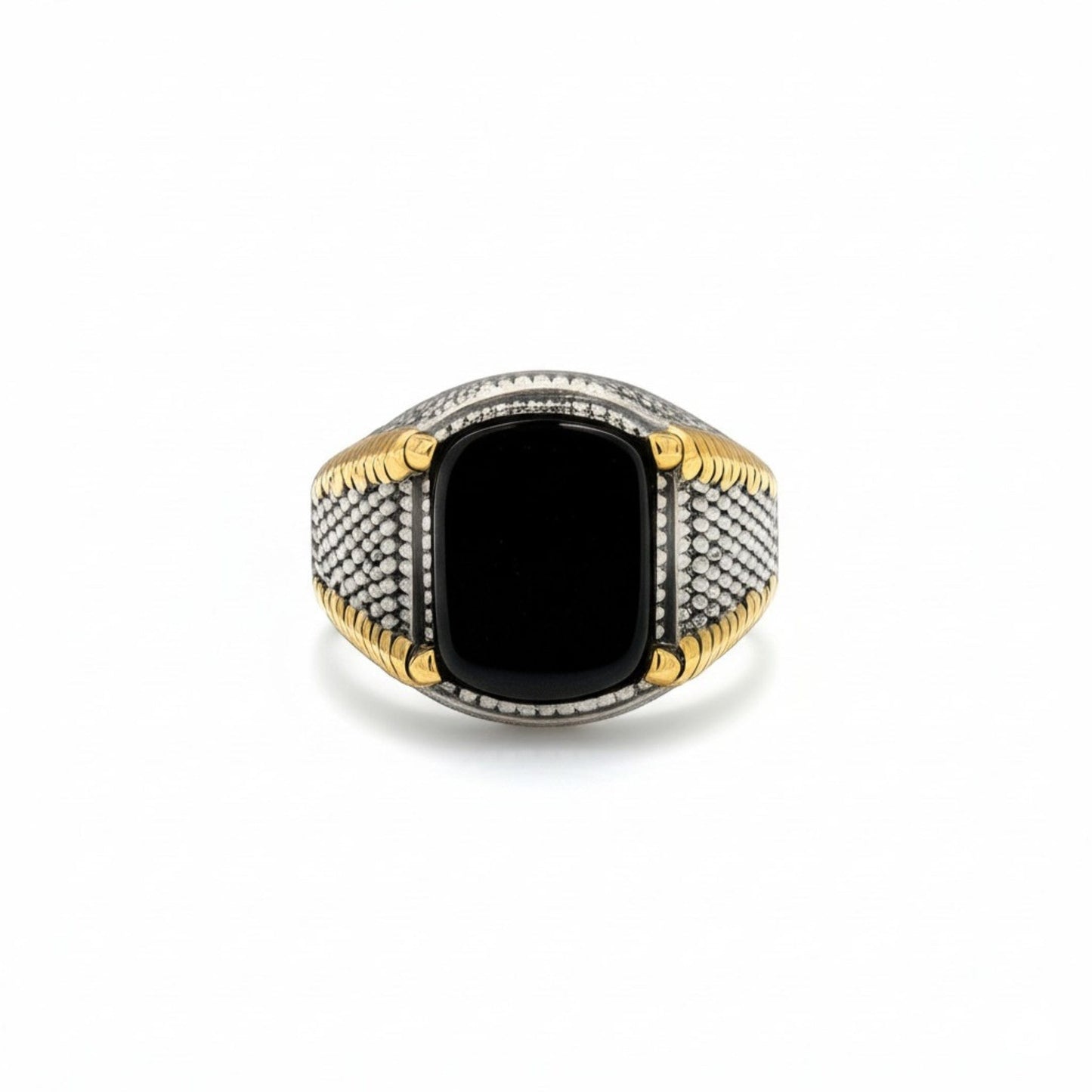 Royal Series - SHADOW SOVEREIGN RING - Pure Stainless Steel Men’s Steel-Gold-Plated Ring – Statement Luxury Jewelry (Size : 16-20-22-27) - THE MEN THING