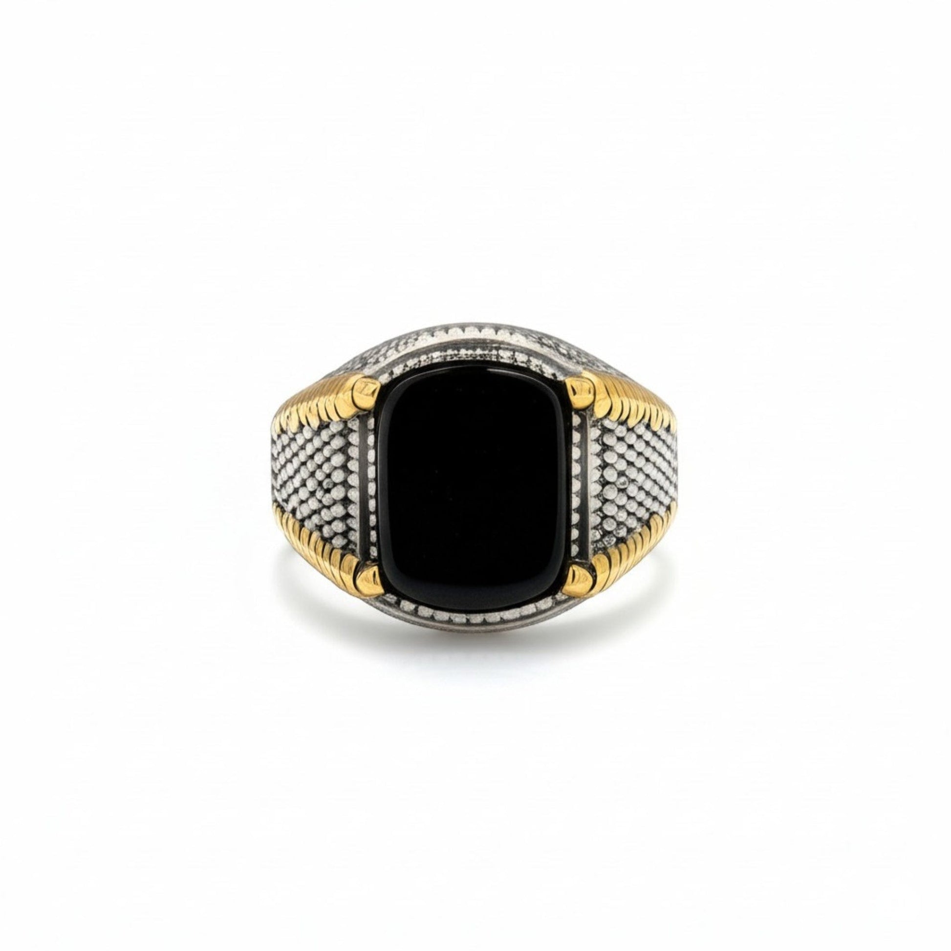 Royal Series - SHADOW SOVEREIGN RING - Pure Stainless Steel Men’s Steel-Gold-Plated Ring – Statement Luxury Jewelry (Size : 16-20-22-27) - THE MEN THING