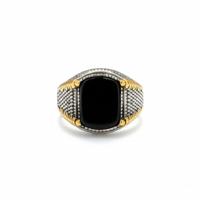 Royal Series - SHADOW SOVEREIGN RING - Pure Stainless Steel Men’s Steel-Gold-Plated Ring – Statement Luxury Jewelry (Size : 16-20-22-27) - THE MEN THING