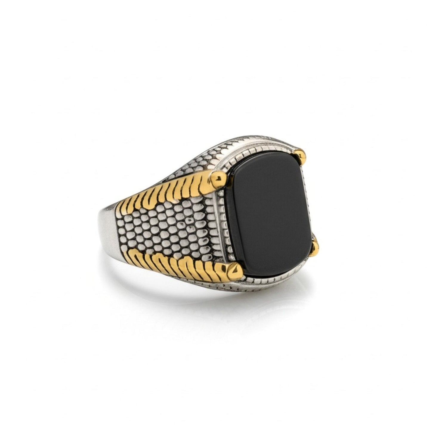 Royal Series - SHADOW SOVEREIGN RING - Pure Stainless Steel Men’s Steel-Gold-Plated Ring – Statement Luxury Jewelry (Size : 16-20-22-27) - THE MEN THING