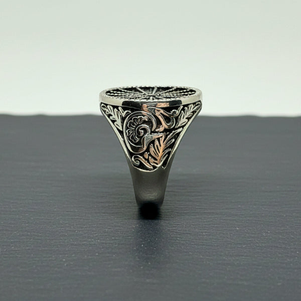 Royal Series - SHADOW SUN RING - Pure Stainless Steel Men’s Steel-Plated Ring – Statement Luxury Jewelry (Size : 15-16-17-18-21-22-26-27)