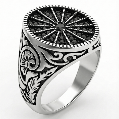 Royal Series - SHADOW SUN RING - Pure Stainless Steel Men’s Steel-Plated Ring – Statement Luxury Jewelry (Size : 15-16-17-18-21-22-26-27) — Rings for Men | THE MEN THING