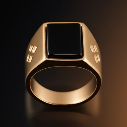 Royal Series - SHADOW VAULT RING - Pure Stainless Steel Men’s Rose Gold-Plated Ring – Statement Luxury Jewelry (Size : -16-19-22) - THE MEN THING