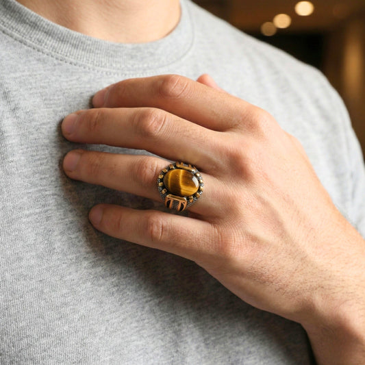 Royal Series - SOLARIS SIGNET - Pure Stainless Steel Men’s Gold-Plated Ring – Statement Luxury Jewelry (Size :15-16-17-20-21-22-26-27-28) - THE MEN THING