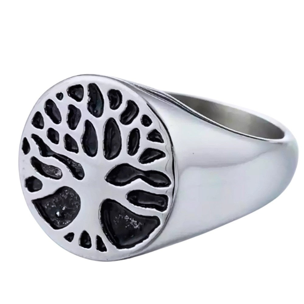 Royal Series - SOUL TREE SIGNET RING - Pure Stainless Steel Men’s Steel-Plated Ring – Statement Luxury Jewelry (Size :15-18-21-22-24-28-31 ) - THE MEN THING