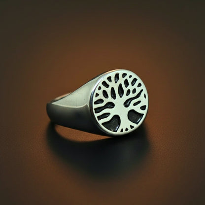 Royal Series - SOUL TREE SIGNET RING - Pure Stainless Steel Men’s Steel-Plated Ring – Statement Luxury Jewelry (Size :15-18-21-22-24-28-31 ) - THE MEN THING