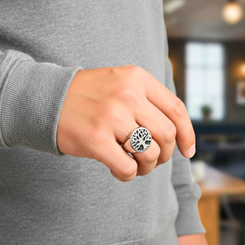 Royal Series - SOUL TREE SIGNET RING - Pure Stainless Steel Men’s Steel-Plated Ring – Statement Luxury Jewelry (Size :15-18-21-22-24-28-31 ) - THE MEN THING