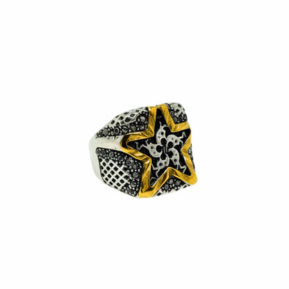 Royal Series - STARBOUND RELIC RING - Pure Stainless Steel Men’s Steel-Gold-Plated Ring – Statement Luxury Jewelry (Size : 16-21-24-25-26) - THE MEN THING