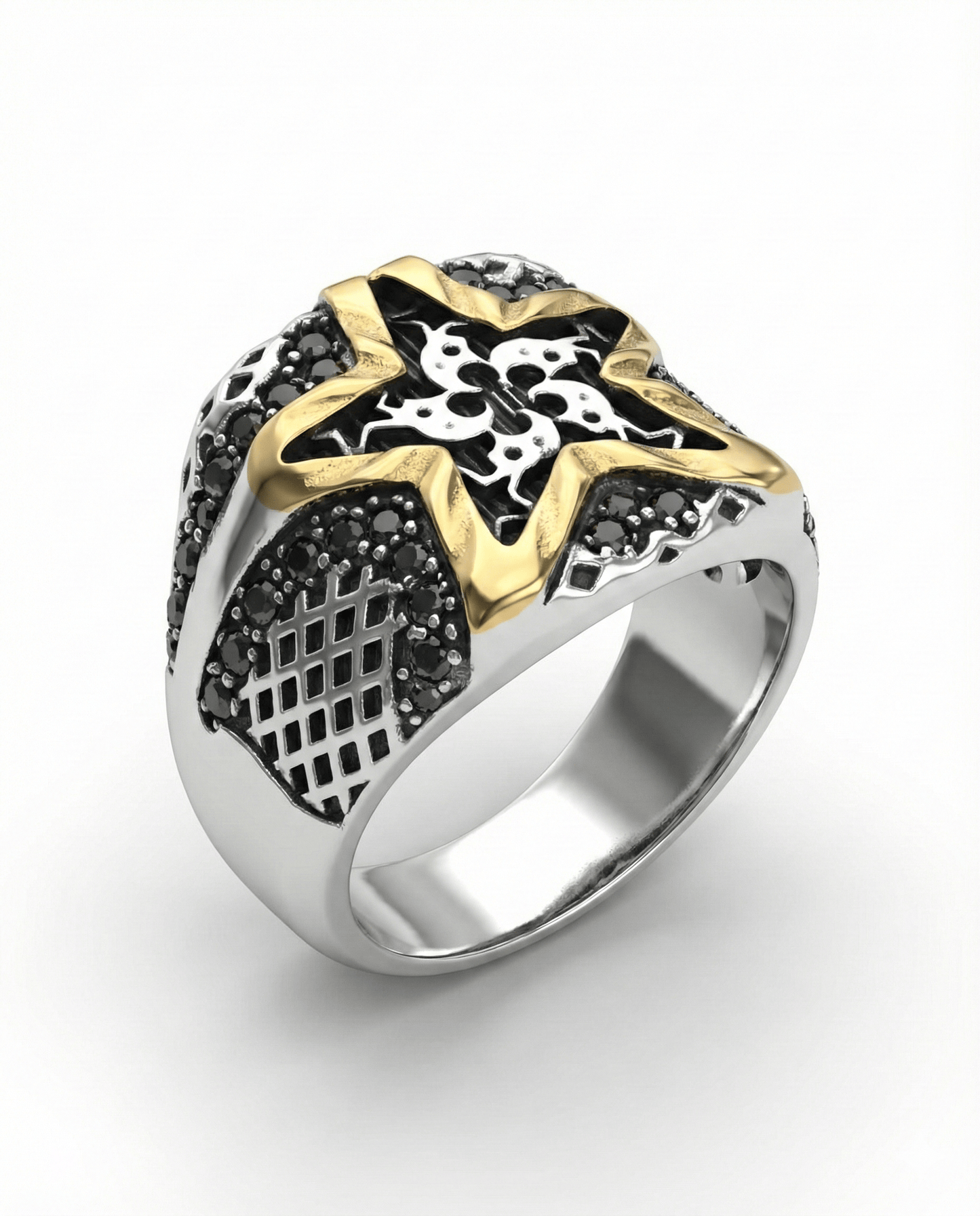 Royal Series - STARBOUND RELIC RING - Pure Stainless Steel Men’s Steel-Gold-Plated Ring – Statement Luxury Jewelry (Size : 16-21-24-25-26) - THE MEN THING