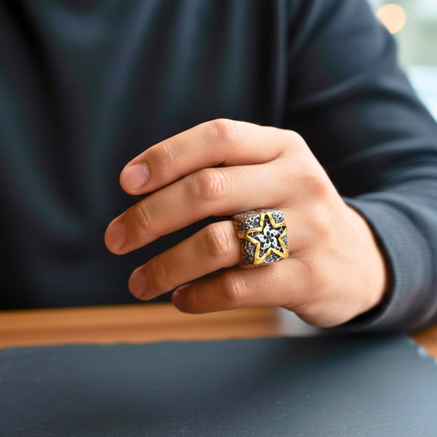 Royal Series - STARBOUND RELIC RING - Pure Stainless Steel Men’s Steel-Gold-Plated Ring – Statement Luxury Jewelry (Size : 16-21-24-25-26) - THE MEN THING