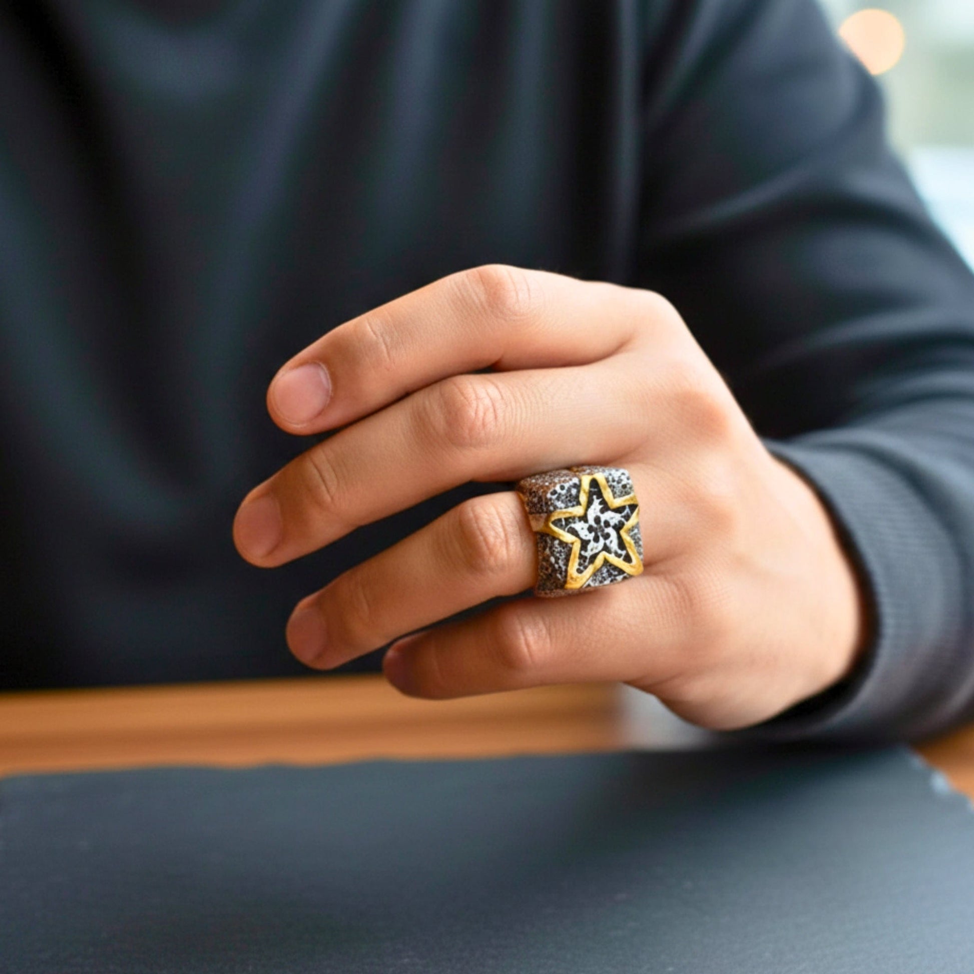 Royal Series - STARBOUND RELIC RING - Pure Stainless Steel Men’s Steel-Gold-Plated Ring – Statement Luxury Jewelry (Size : 16-21-24-25-26) - THE MEN THING