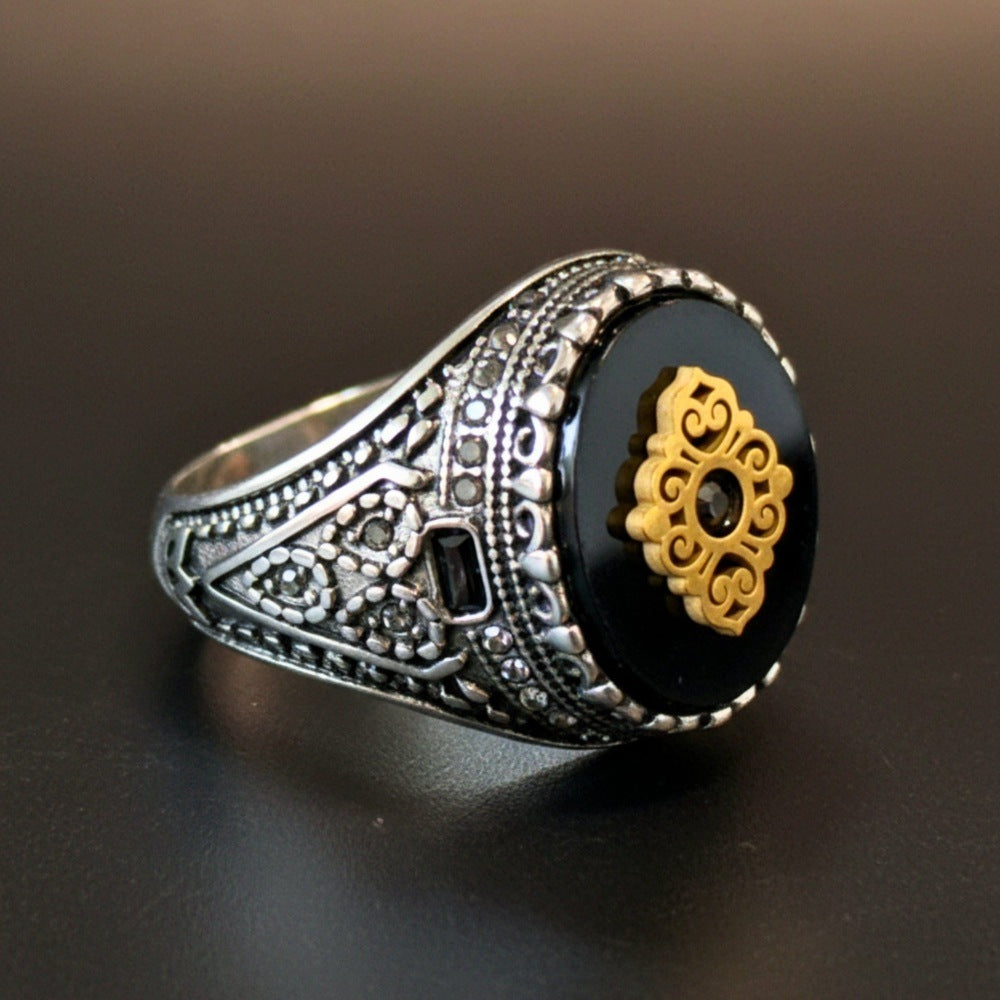 Royal Series - STEEL ELITE CREST RING - Pure Stainless Steel Men’s Steel-Gold-Plated Ring – Statement Luxury Jewelry (Size : 17-19-20-22-27) - THE MEN THING