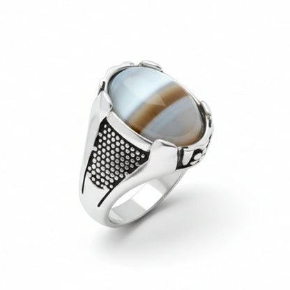 Royal Series - STRATOS VEIN MULTICOLOR STONES - Pure Stainless Steel Men’s Steel-Plated Ring – Statement Luxury Jewelry (Size :16-17-21-22-24-26-27) - 1 Pcs Only - THE MEN THING
