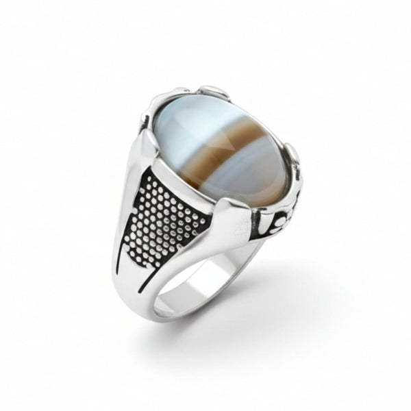 Royal Series - STRATOS VEIN MULTICOLOR STONES - Pure Stainless Steel Men’s Steel-Plated Ring – Statement Luxury Jewelry (Size :16-17-21-22-24-26-27) - 1 Pcs Only