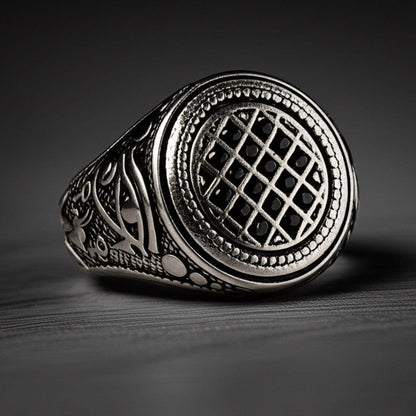 Royal Series - TEMPLE OF SHADOWS RING - Pure Stainless Steel Men’s Steel-Plated Black Ring – Statement Luxury Jewelry (Size : 17-19-21) - THE MEN THING