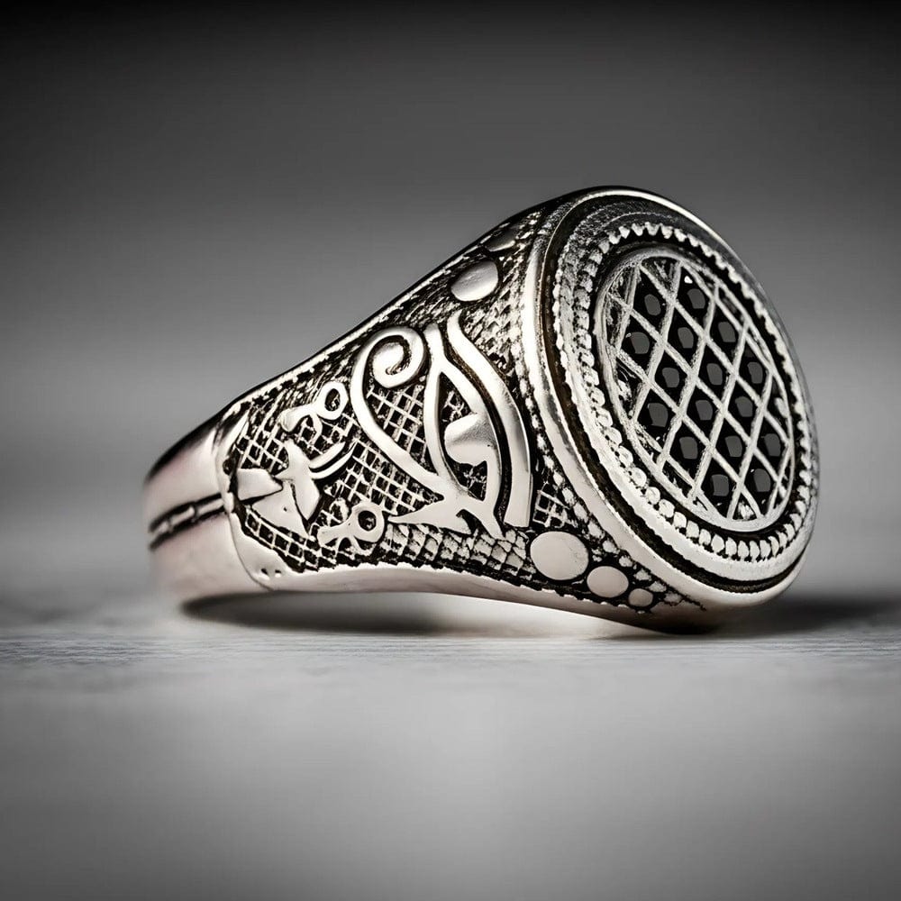 Royal Series - TEMPLE OF SHADOWS RING - Pure Stainless Steel Men’s Steel-Plated Black Ring – Statement Luxury Jewelry (Size : 17-19-21) - THE MEN THING