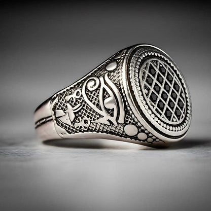 Royal Series - TEMPLE OF SHADOWS RING - Pure Stainless Steel Men’s Steel-Plated Black Ring – Statement Luxury Jewelry (Size : 17-19-21) - THE MEN THING