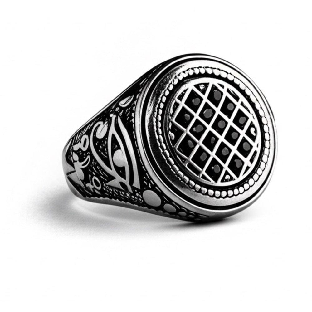 Royal Series - TEMPLE OF SHADOWS RING - Pure Stainless Steel Men’s Steel-Plated Black Ring – Statement Luxury Jewelry (Size : 17-19-21) - THE MEN THING