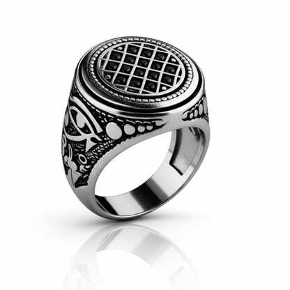 Royal Series - TEMPLE OF SHADOWS RING - Pure Stainless Steel Men’s Steel-Plated Black Ring – Statement Luxury Jewelry (Size : 17-19-21) - THE MEN THING