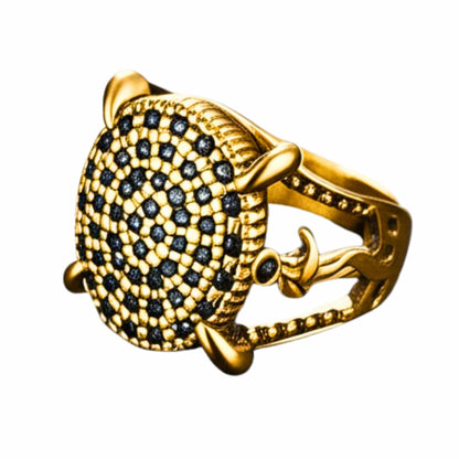 Royal Series - THE DRAGONHOLD RING - Pure Stainless Steel Men’s Black-Steel-Plated Ring – Statement Luxury Jewelry (Size : 27) - THE MEN THING