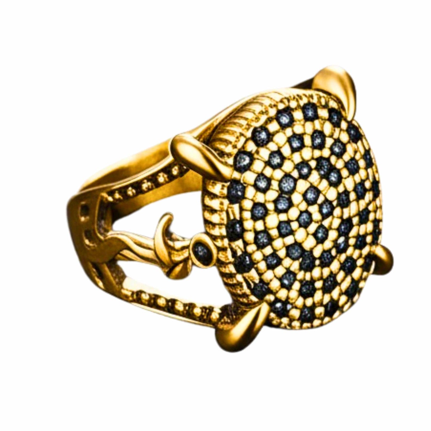 Royal Series - THE DRAGONHOLD RING - Pure Stainless Steel Men’s Black-Steel-Plated Ring – Statement Luxury Jewelry (Size : 27) - THE MEN THING