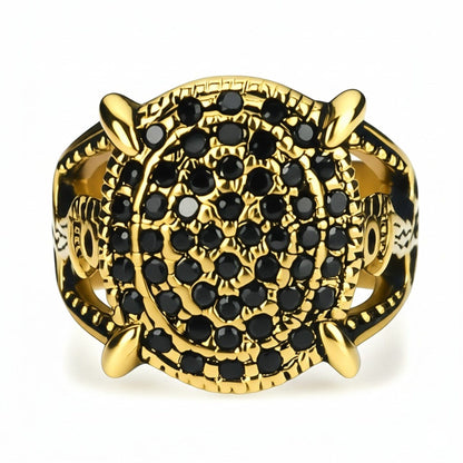 Royal Series - THE DRAGONHOLD RING - Pure Stainless Steel Men’s Black-Steel-Plated Ring – Statement Luxury Jewelry (Size : 27) - THE MEN THING