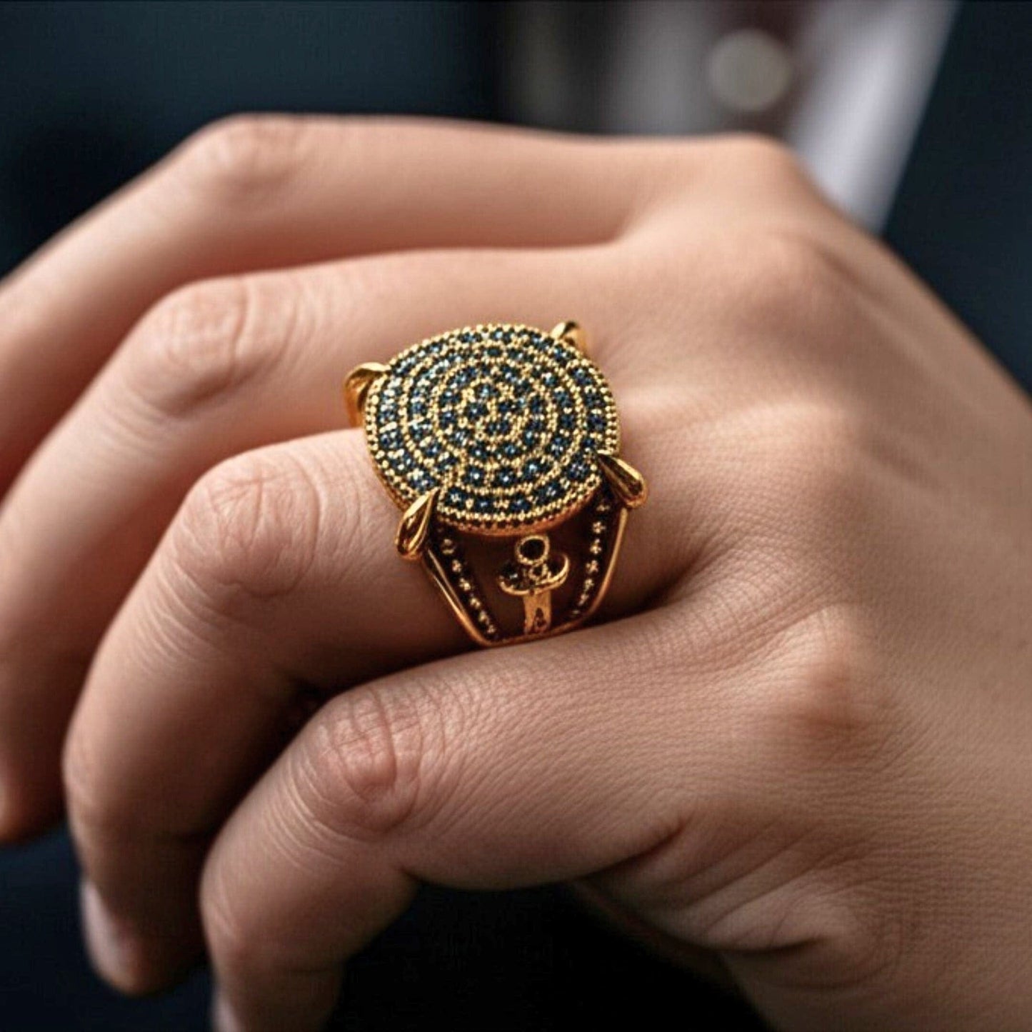 Royal Series - THE DRAGONHOLD RING - Pure Stainless Steel Men’s Black-Steel-Plated Ring – Statement Luxury Jewelry (Size : 27) - THE MEN THING