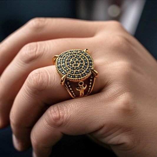 Royal Series - THE DRAGONHOLD RING - Pure Stainless Steel Men’s Black-Steel-Plated Ring – Statement Luxury Jewelry (Size : 27) - THE MEN THING