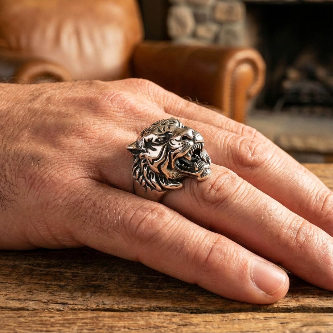 Royal Series - TIGER FANG RING - Pure Stainless Steel Men’s Steel-Plated Ring – Statement Luxury Jewelry (Size : 16-18-20-21-23-24-26-27-29) - THE MEN THING