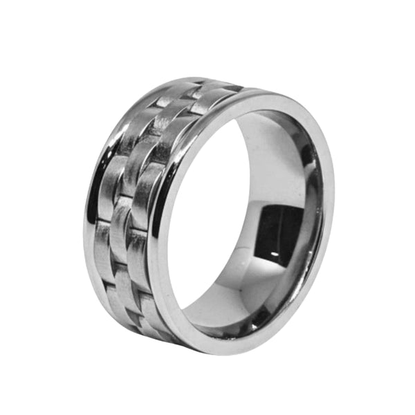 Royal Series - TITAN WEAVE RING - Pure Stainless Steel Men’s Steel-Plated Ring – Statement Luxury Jewelry (Size :17-22-27)