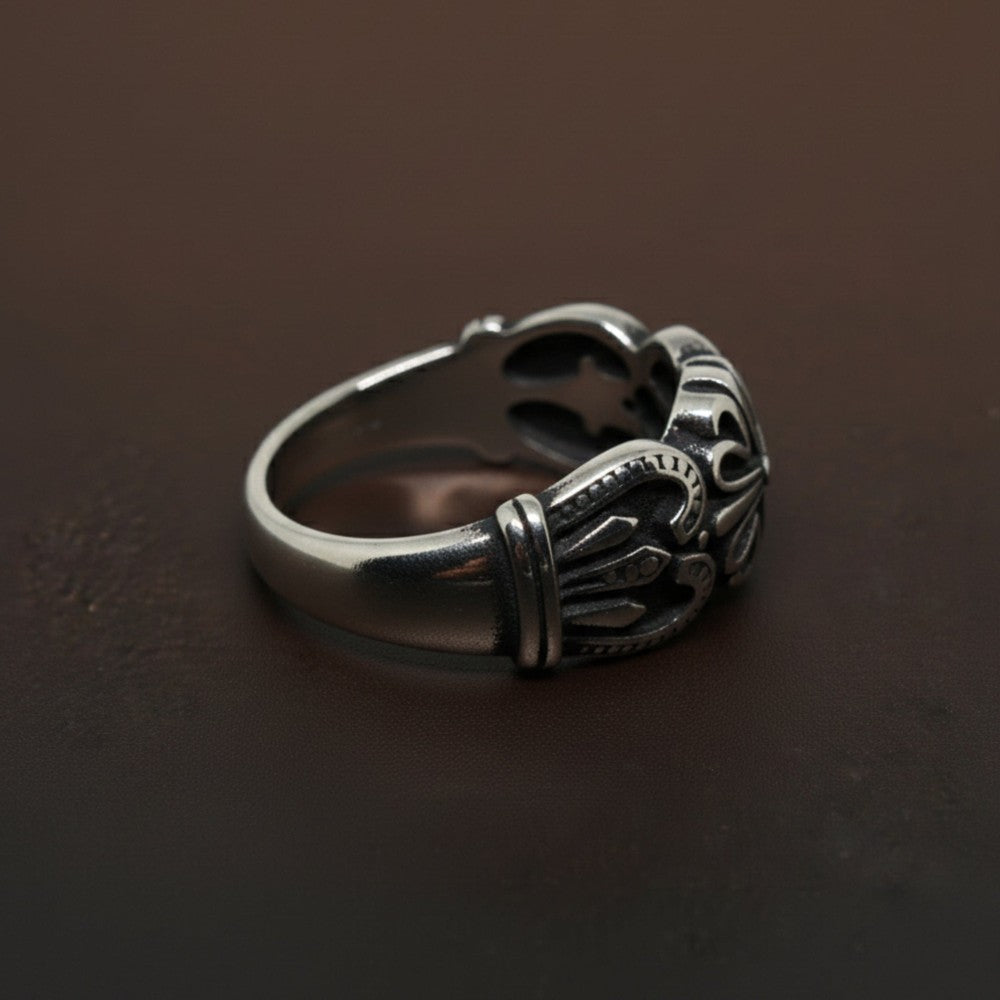 Royal Series - TRIBAL CROSS EMBLEM RING - Pure Stainless Steel Men’s Steel-Plated Ring – Statement Luxury Jewelry (Size :15-16-18-21-24-25-27-30-31) - THE MEN THING