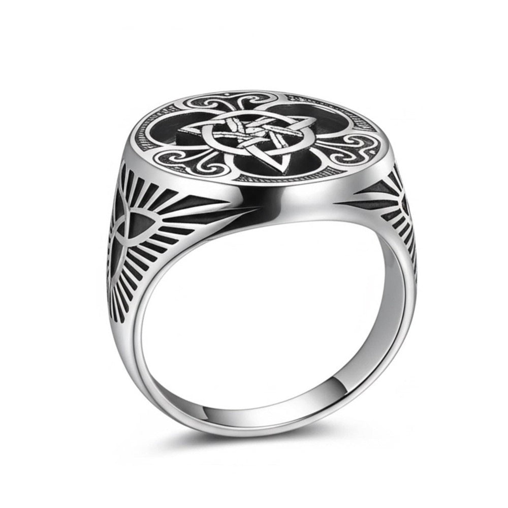 Royal Series - TRINITY SUN RING - Pure Stainless Steel Men’s Steel-Plated Ring – Statement Luxury Jewelry (Size : 16-21-26) - THE MEN THING