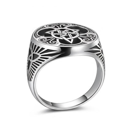Royal Series - TRINITY SUN RING - Pure Stainless Steel Men’s Steel-Plated Ring – Statement Luxury Jewelry (Size : 16-21-26) - THE MEN THING