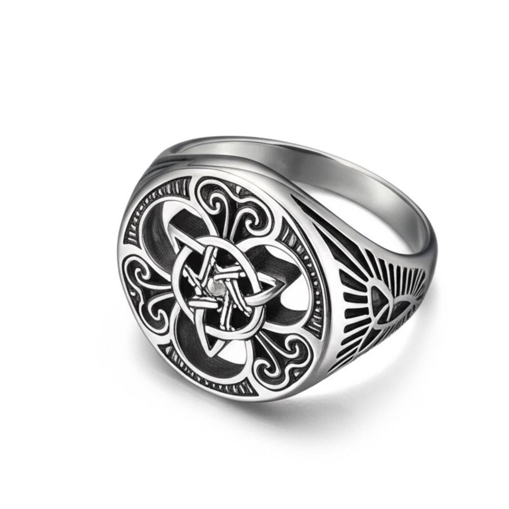 Royal Series - TRINITY SUN RING - Pure Stainless Steel Men’s Steel-Plated Ring – Statement Luxury Jewelry (Size : 16-21-26) - THE MEN THING
