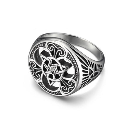 Royal Series - TRINITY SUN RING - Pure Stainless Steel Men’s Steel-Plated Ring – Statement Luxury Jewelry (Size : 16-21-26) - THE MEN THING