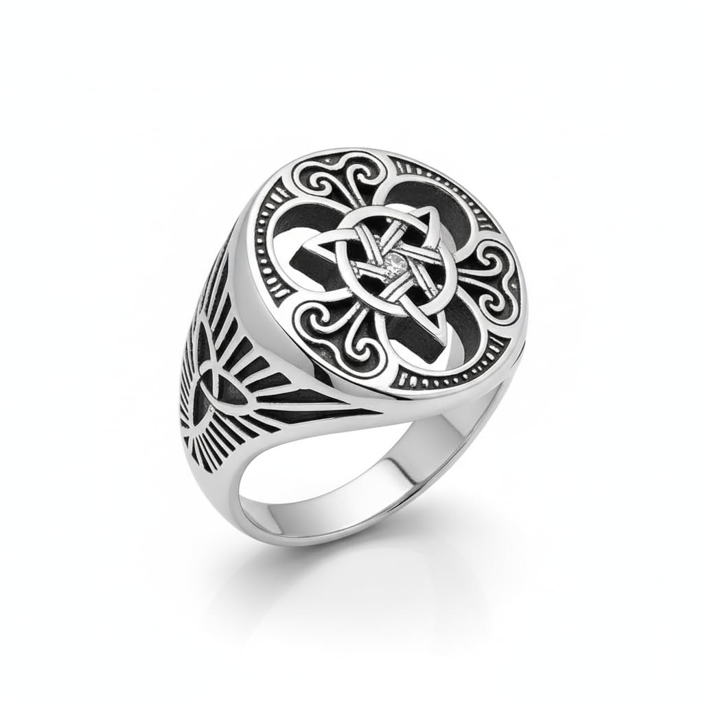 Royal Series - TRINITY SUN RING - Pure Stainless Steel Men’s Steel-Plated Ring – Statement Luxury Jewelry (Size : 16-21-26) - THE MEN THING
