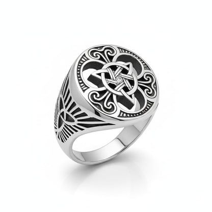 Royal Series - TRINITY SUN RING - Pure Stainless Steel Men’s Steel-Plated Ring – Statement Luxury Jewelry (Size : 16-21-26) - THE MEN THING