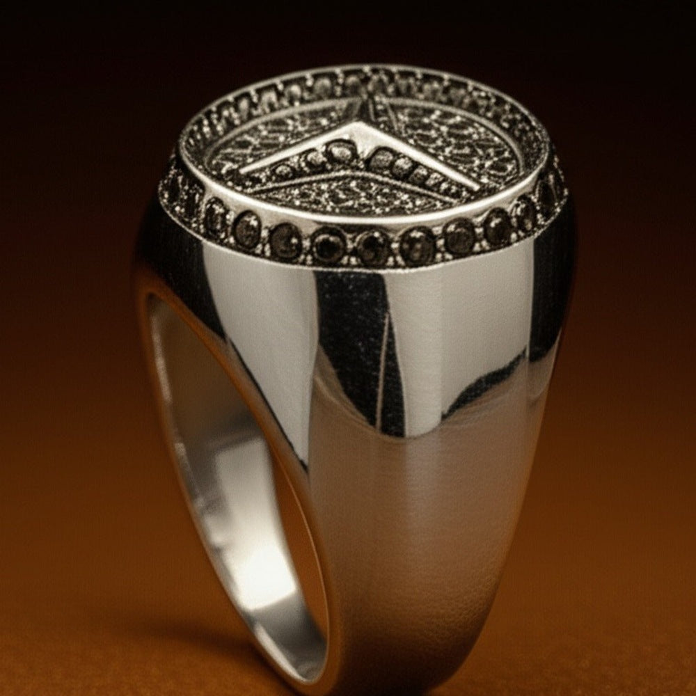 Royal Series - TRISTAR SHINING RING - Pure Stainless Steel Men’s Steel-Plated Ring – Statement Luxury Jewelry (Size : 16-21-27) - THE MEN THING