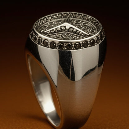 Royal Series - TRISTAR SHINING RING - Pure Stainless Steel Men’s Steel-Plated Ring – Statement Luxury Jewelry (Size : 16-21-27) - THE MEN THING