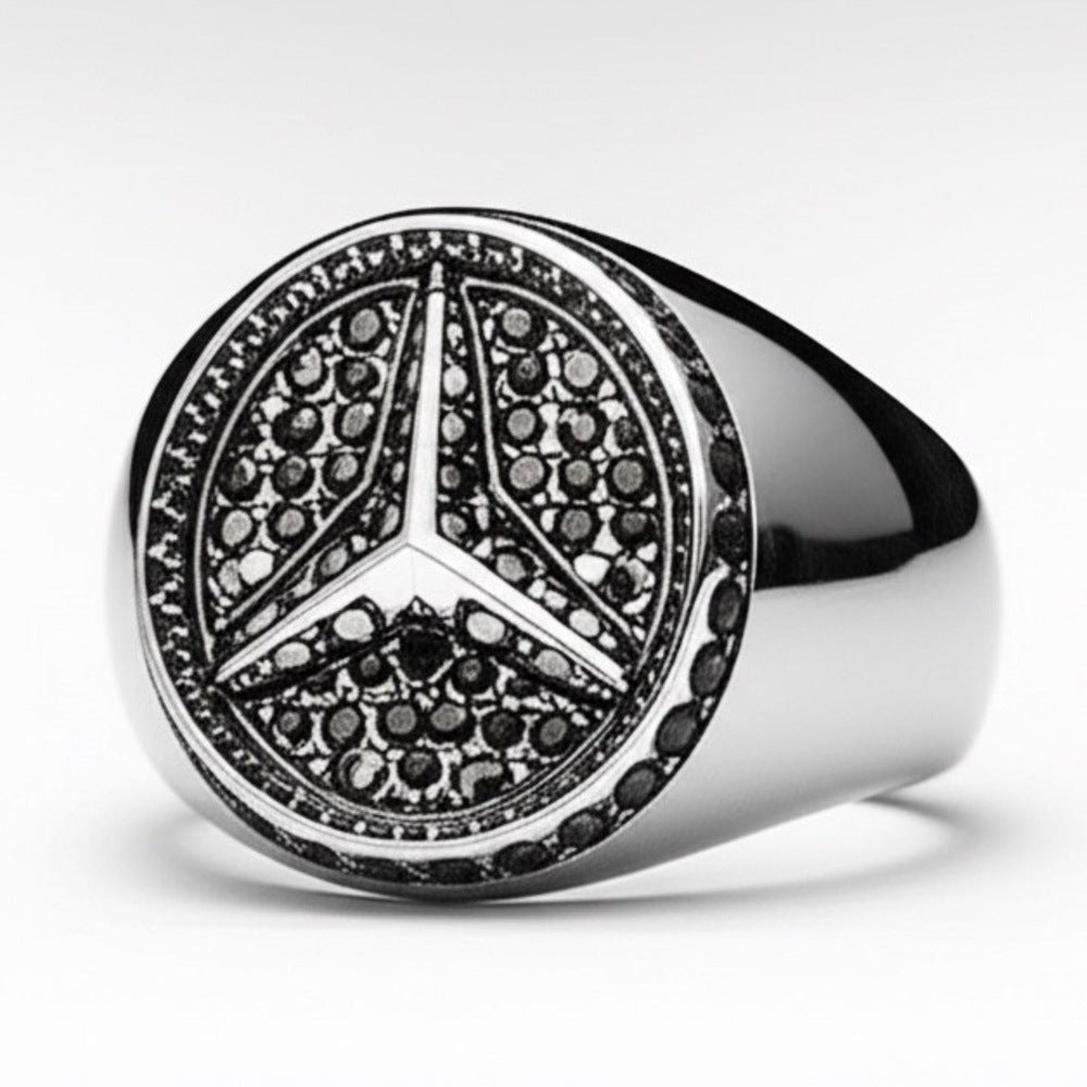 Royal Series - TRISTAR SHINING RING - Pure Stainless Steel Men’s Steel-Plated Ring – Statement Luxury Jewelry (Size : 16-21-27) - THE MEN THING