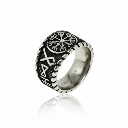 Royal Series - VEGVISIR GUARDIAN RING - Pure Stainless Steel Men’s Steel-Plated Ring – Statement Luxury Jewelry (Size : 16-18-21-23-28-31) - THE MEN THING