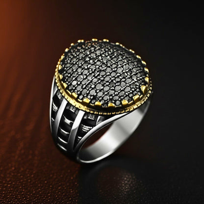Royal Series - VELTRIX EMBER RING - Pure Stainless Steel Men’s Steel-Gold-Plated Ring – Statement Luxury Jewelry (Size : -19-22-24) - THE MEN THING