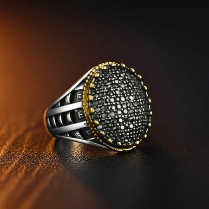 Royal Series - VELTRIX EMBER RING - Pure Stainless Steel Men’s Steel-Gold-Plated Ring – Statement Luxury Jewelry (Size : -19-22-24) - THE MEN THING
