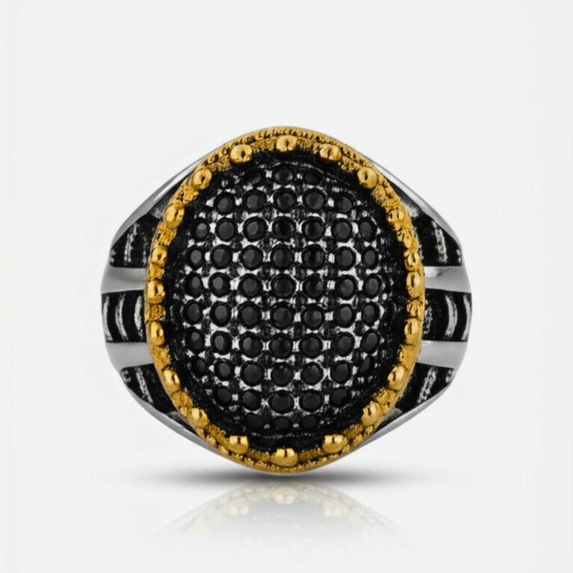Royal Series - VELTRIX EMBER RING - Pure Stainless Steel Men’s Steel-Gold-Plated Ring – Statement Luxury Jewelry (Size : -19-22-24) - THE MEN THING