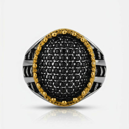 Royal Series - VELTRIX EMBER RING - Pure Stainless Steel Men’s Steel-Gold-Plated Ring – Statement Luxury Jewelry (Size : -19-22-24) - THE MEN THING